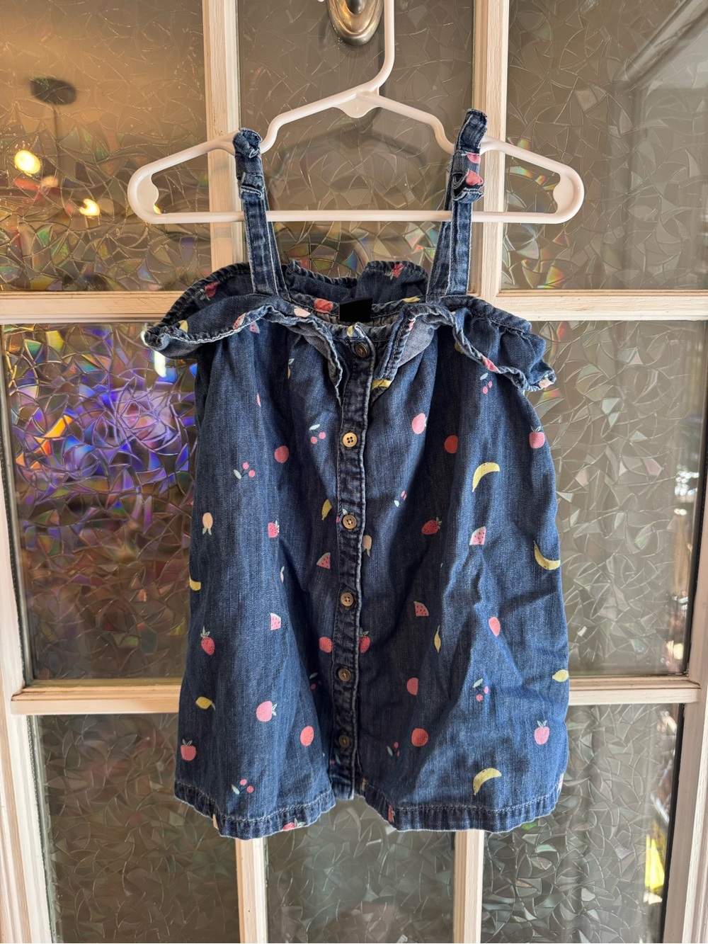 Girls Gap Denim Sundress with Fruit Print